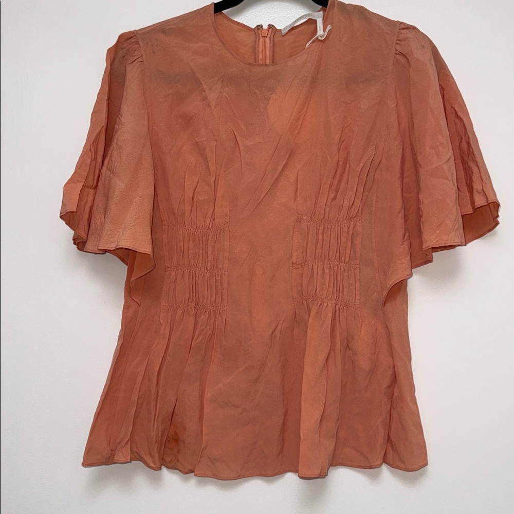 Chloe Cinched Silk Blouse  NWT